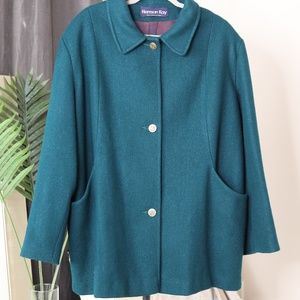 Herman Kay Teal Wool Peacoat W/ Gold buttons